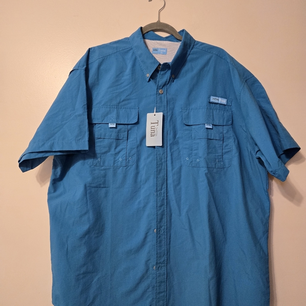 Tuna Men's UV UPF 50+ Waterproof Hiking Fishing Short Sleeve Shirt 2XL NWT